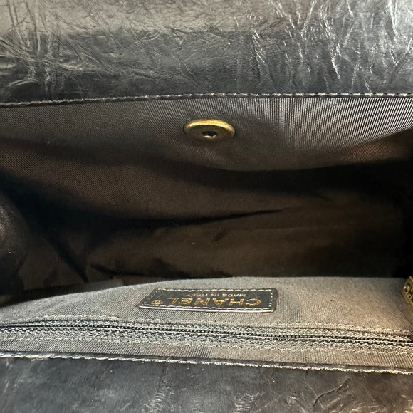 Chanel Frame Shoulder Bag CC Distressed Quilted Leather Black/Gold Thick Chain - Picture 15 of 16